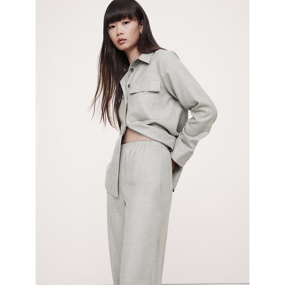 Banana Republic Women's XL Pant Wide Leg 100% Wool Flannel Pull On Lightweight - Picture 12 of 13